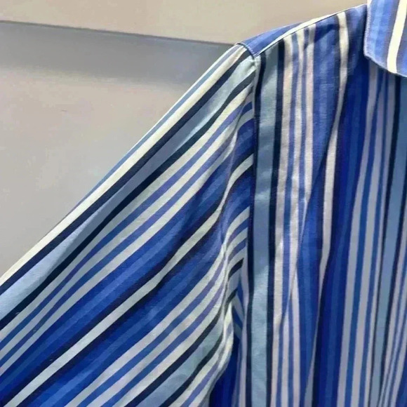 Foxcroft wrinkle-free Blue White stripe shirt Size 10 - Picture 7 of 9